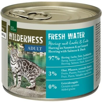 REAL NATURE WILDERNESS Adult Fresh Water Hering Mit Lachs & Ente 6x200 G 3 REAL NATURE WILDERNESS Adult Fresh Water Hering Mit Lachs & Ente 6x200 G