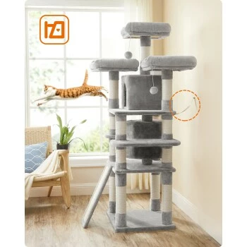 FEANDREA Katzenbaum 172cm Hellgrau Hellgrau 10 FEANDREA Katzenbaum 172cm Hellgrau Hellgrau – Bild 8