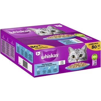 Whiskas Jumbo Pack 1+ Fisch Auswahl In Gelee 80 X 85g 3 Whiskas Jumbo Pack 1+ Fisch Auswahl In Gelee 80 X 85g