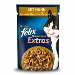 Felix Sensations Extras Gelees 26x85g Mit Huhn Und Einem Hauch Von Bacon