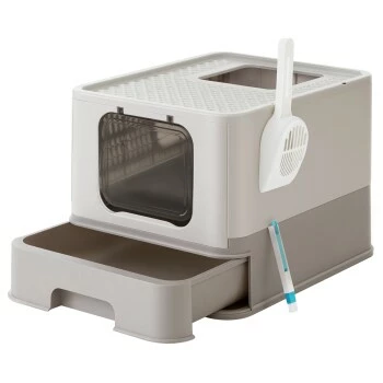 FEANDREA Katzentoilette, Mit Deckel Grau 3 FEANDREA Katzentoilette, Mit Deckel Grau