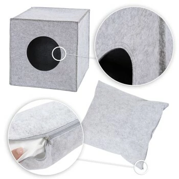 Lionto Katzenhöhle Aus Filz + Kissen - Regalhöhle Hellgrau 8 Lionto Katzenhöhle Aus Filz + Kissen - Regalhöhle Hellgrau – Bild 6
