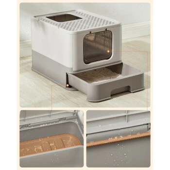 FEANDREA Katzentoilette, Mit Deckel Grau 6 FEANDREA Katzentoilette, Mit Deckel Grau – Bild 4