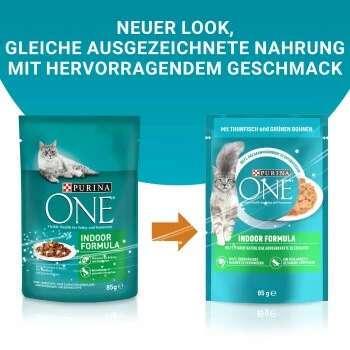 Purina ONE Indoor Formula Mit Thunfisch & Grünen Bohnen 26x85g 7 Purina ONE Indoor Formula Mit Thunfisch & Grünen Bohnen 26x85g – Bild 5