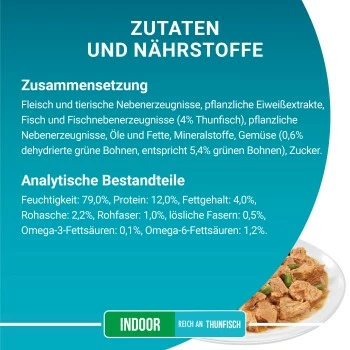 Purina ONE Indoor Formula Mit Thunfisch & Grünen Bohnen 26x85g 6 Purina ONE Indoor Formula Mit Thunfisch & Grünen Bohnen 26x85g – Bild 4