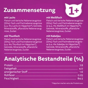 Whiskas Jumbo Pack 1+ Fisch Auswahl In Gelee 80 X 85g 6 Whiskas Jumbo Pack 1+ Fisch Auswahl In Gelee 80 X 85g – Bild 4