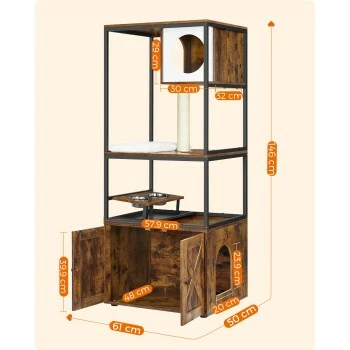 FEANDREA Kratzbaum 3-in-1 Mit Erhöhter Napfständer 7 FEANDREA Kratzbaum 3-in-1 Mit Erhöhter Napfständer – Bild 5