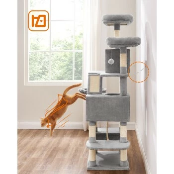 FEANDREA Katzenbaum 168cm Rauchgrau Hellgrau 9 FEANDREA Katzenbaum 168cm Rauchgrau Hellgrau – Bild 7