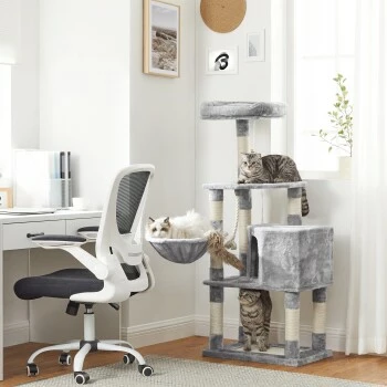 FEANDREA Kletterbaum 138cm Hellgrau Hellgrau 4 FEANDREA Kletterbaum 138cm Hellgrau Hellgrau – Bild 2